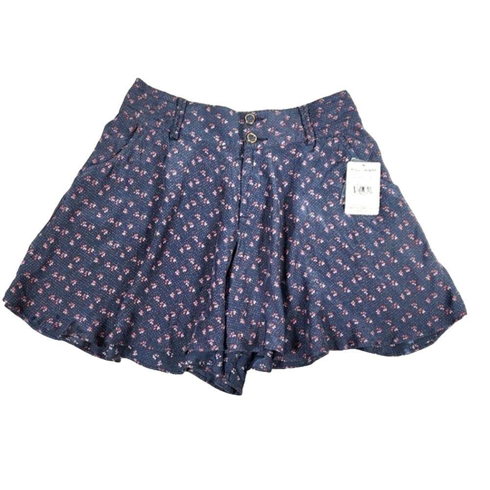 NWT Free People Slate Gray Floral Skort Shorts Size Small
